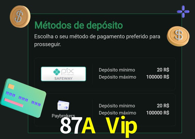 O cassino 87A Vip oferece uma grande variedade de métodos de pagamento